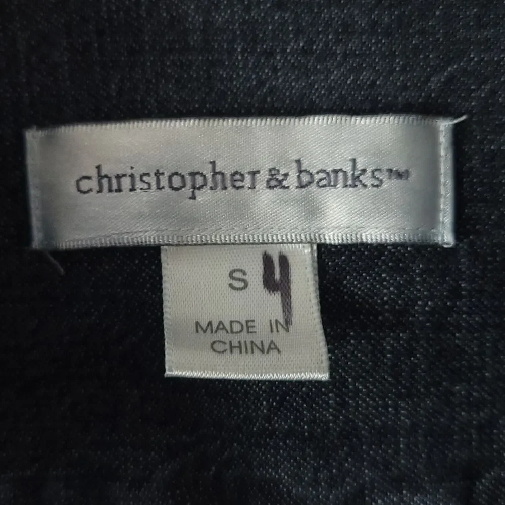 Christopher & Banks Womens Jean‎ Jacket Button Collar Stitching Pockets Blue 4